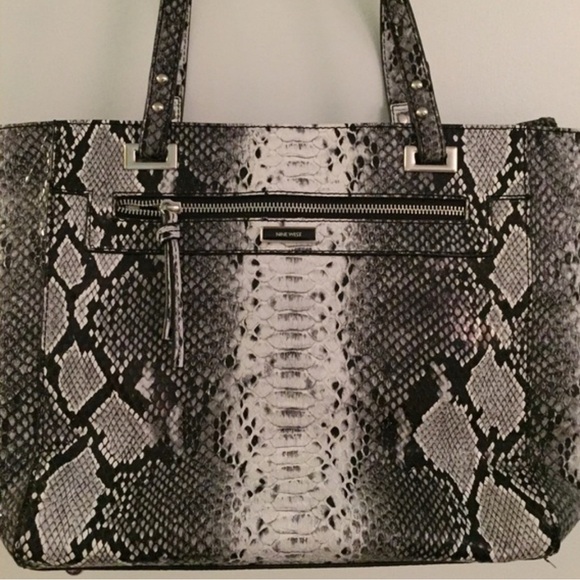 Nine West Black and Gray Snake Print Tote - Picture 1 of 4